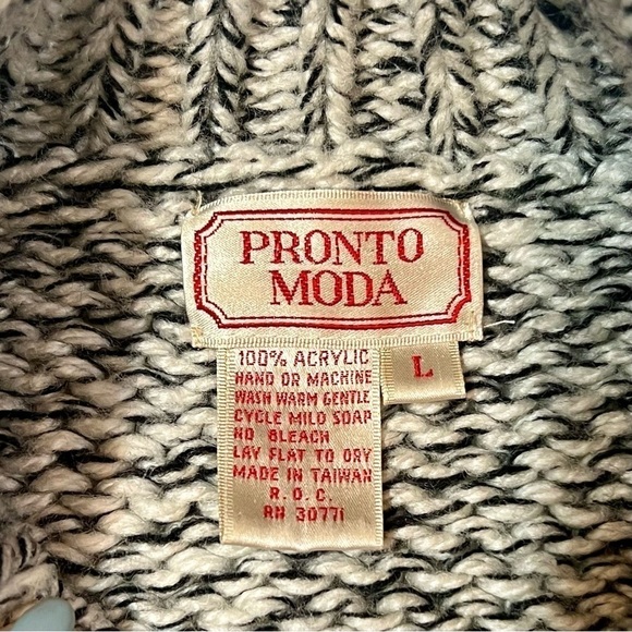 SALE 1/2 OFF Chunky Sweater Tunic Marled Yarn Sz‎ L Notched Neck EUC Pronto Moda - Picture 12 of 12
